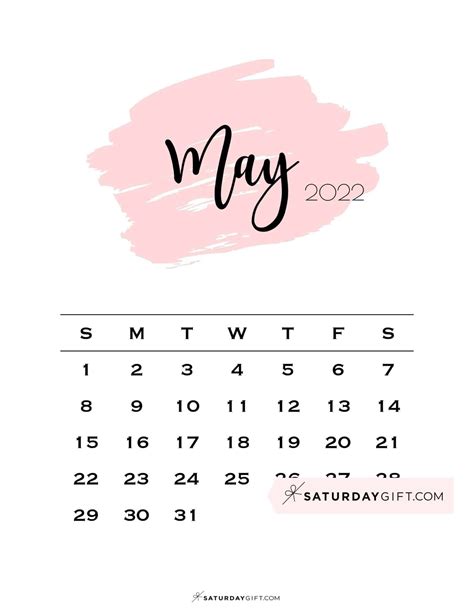 Cute May Calendar 2022